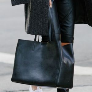 Banana Republic Black leather market tote bag